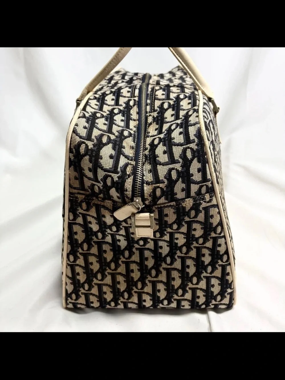 Dior Black & Beige Oblique Canvas Weekender Bag